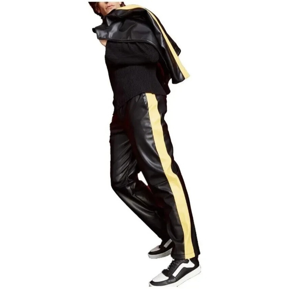 NWT! Royalty by Maluma‎ Men's Faux Leather Mid Rise Straight Leg Pants Black 30